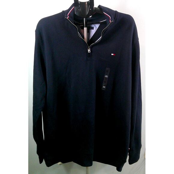 Tommy Hilfiger 3/4 Zip Pullover Men's 2X Navy Blue - Picture 1 of 9